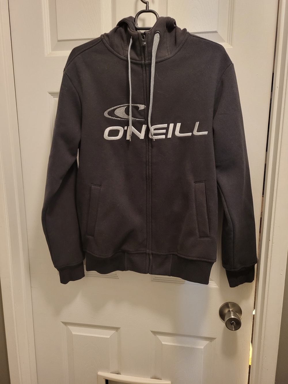 O'Neill Black and White Patterned Lined Zip Hoodie